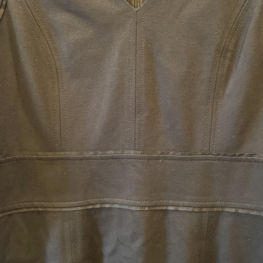 BOGO SALE 🎉 WHBM High Collar black Ponte Dress Silver Button Accents size 8 - Picture 4 of 7